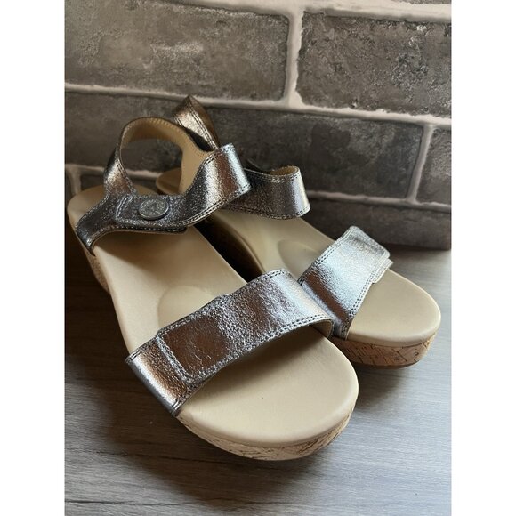 ABEO CORA Leather Sandals Size 8 With Cork Wedge Adjustable - Picture 9 of 15